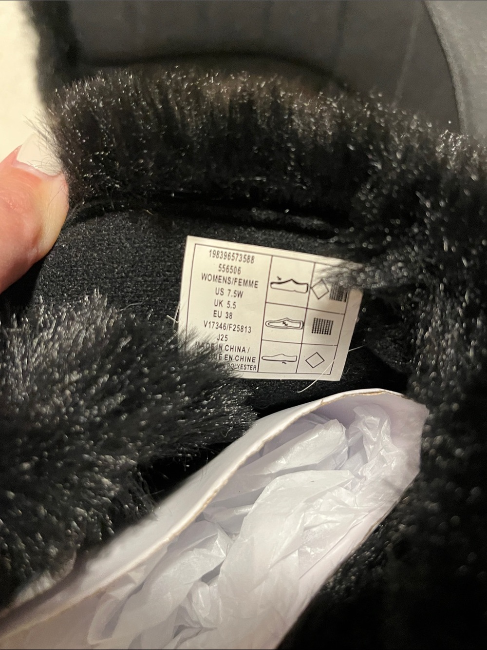 NWOT Lands' End Women BLACK faux fur waterproof Winter/Rain Boots 7.5 never used - Picture 9 of 9